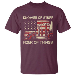 Knower Of Stuff Fixer Of Things T Shirt Funny Handyman Fathers Day American Flag TS11 Maroon Print Your Wear