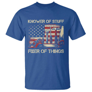 Knower Of Stuff Fixer Of Things T Shirt Funny Handyman Fathers Day American Flag TS11 Royal Blue Print Your Wear