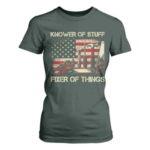 Knower Of Stuff Fixer Of Things T Shirt For Women Funny Handyman Fathers Day American Flag TS11 Dark Forest Green Print Your Wear