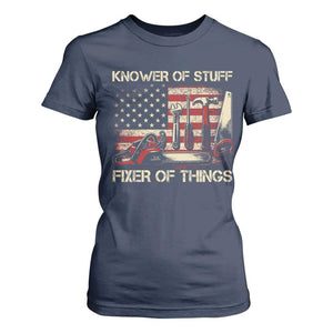 Knower Of Stuff Fixer Of Things T Shirt For Women Funny Handyman Fathers Day American Flag TS11 Navy Print Your Wear