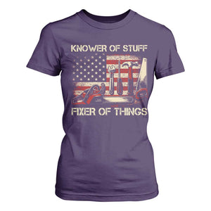 Knower Of Stuff Fixer Of Things T Shirt For Women Funny Handyman Fathers Day American Flag TS11 Purple Print Your Wear