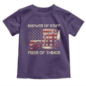 Knower Of Stuff Fixer Of Things Toddler T Shirt Funny Handyman Fathers Day American Flag TS11 Purple Print Your Wear