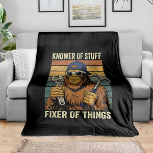 Knower Of Stuff Fixer Of Things Throw Blanket Mechanic Bigfoot Dad TS11 Print Your Wear