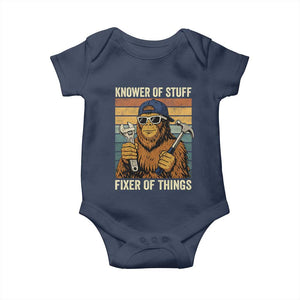 Knower Of Stuff Fixer Of Things Baby Onesie Mechanic Bigfoot Dad TS11 Navy Print Your Wear