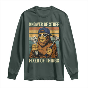 Knower Of Stuff Fixer Of Things Long Sleeve Shirt Mechanic Bigfoot Dad TS11 Dark Forest Green Print Your Wear