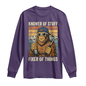 Knower Of Stuff Fixer Of Things Long Sleeve Shirt Mechanic Bigfoot Dad TS11 Purple Print Your Wear