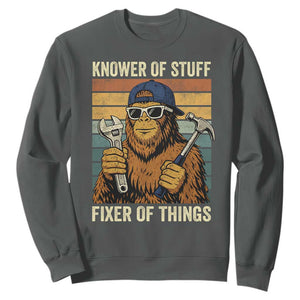 Knower Of Stuff Fixer Of Things Sweatshirt Mechanic Bigfoot Dad TS11 Dark Heather Print Your Wear