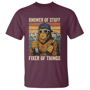 Knower Of Stuff Fixer Of Things T Shirt Mechanic Bigfoot Dad TS11 Maroon Print Your Wear