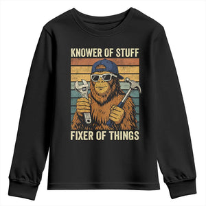 Knower Of Stuff Fixer Of Things Youth Sweatshirt Mechanic Bigfoot Dad TS11 Black Print Your Wear