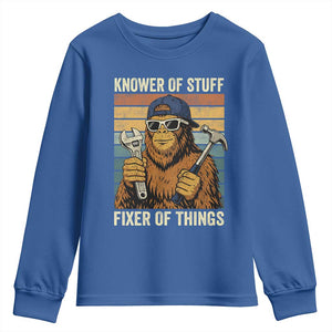 Knower Of Stuff Fixer Of Things Youth Sweatshirt Mechanic Bigfoot Dad TS11 Royal Blue Print Your Wear