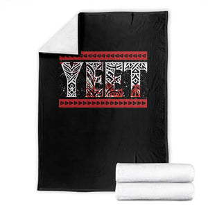 Yeet Funny Wrestling Slang Quote Tribal Art Blood Splatter Throw Blanket TS11 Black Print Your Wear