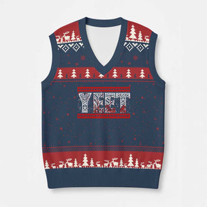 Yeet Funny Wrestling Slang Quote Tribal Art Blood Splatter V-Neck Knit Sweater Vest TS11 Navy Red Print Your Wear