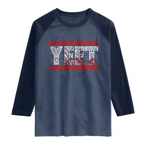 Yeet Funny Wrestling Slang Quote Tribal Art Blood Splatter Raglan Shirt TS11 Heather Denim Navy Print Your Wear