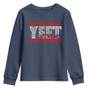 Yeet Funny Wrestling Slang Quote Tribal Art Blood Splatter Youth Sweatshirt TS11 Navy Print Your Wear