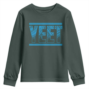 Yeet Funny Wrestling Slang Quote Tribal Art Youth Sweatshirt TS11 Dark Forest Green Print Your Wear