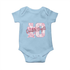 10th Birthday Baby Onesie Double Digits Pink Coquette Bow 10 Year Old Aesthetic TS11 Light Blue Print Your Wear