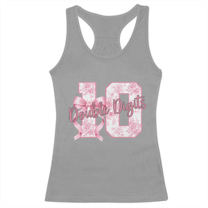 10th Birthday Racerback Tank Top Double Digits Pink Coquette Bow 10 Year Old Aesthetic TS11 Sport Gray Print Your Wear