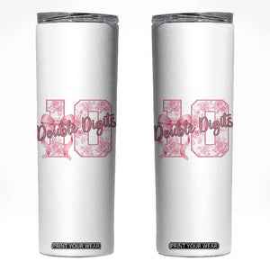 10th Birthday Skinny Tumbler Double Digits Pink Coquette Bow 10 Year Old Aesthetic TS11 White Print Your Wear