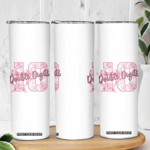 10th Birthday Skinny Tumbler Double Digits Pink Coquette Bow 10 Year Old Aesthetic TS11 Print Your Wear