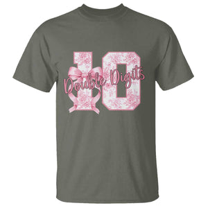 10th Birthday T Shirt Double Digits Pink Coquette Bow 10 Year Old Aesthetic TS11 Military Green Print Your Wear