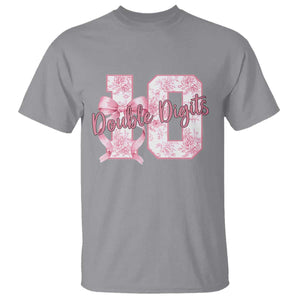 10th Birthday T Shirt Double Digits Pink Coquette Bow 10 Year Old Aesthetic TS11 Sport Gray Print Your Wear