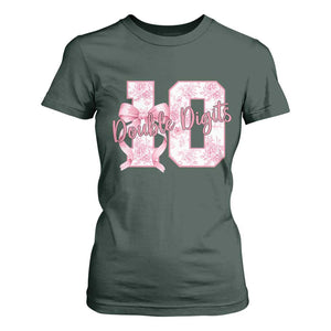 10th Birthday T Shirt For Women Double Digits Pink Coquette Bow 10 Year Old Aesthetic TS11 Dark Forest Green Print Your Wear