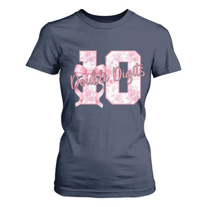 10th Birthday T Shirt For Women Double Digits Pink Coquette Bow 10 Year Old Aesthetic TS11 Navy Print Your Wear