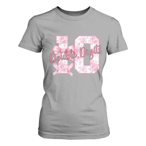 10th Birthday T Shirt For Women Double Digits Pink Coquette Bow 10 Year Old Aesthetic TS11 Sport Gray Print Your Wear