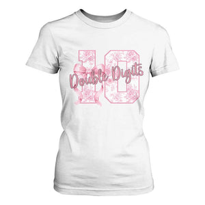 10th Birthday T Shirt For Women Double Digits Pink Coquette Bow 10 Year Old Aesthetic TS11 White Print Your Wear