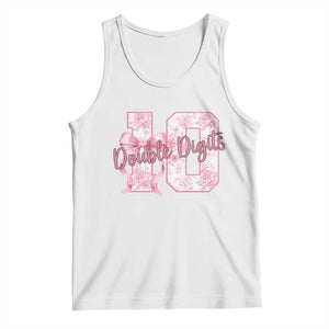 10th Birthday Tank Top Double Digits Pink Coquette Bow 10 Year Old Aesthetic TS11 White Print Your Wear