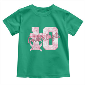 10th Birthday Toddler T Shirt Double Digits Pink Coquette Bow 10 Year Old Aesthetic TS11 Irish Green Print Your Wear
