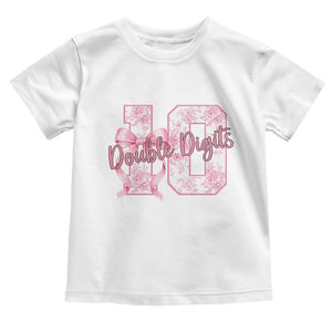 10th Birthday Toddler T Shirt Double Digits Pink Coquette Bow 10 Year Old Aesthetic TS11 White Print Your Wear
