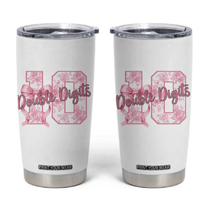 10th Birthday Tumbler Cup Double Digits Pink Coquette Bow 10 Year Old Aesthetic TS11 White Print Your Wear