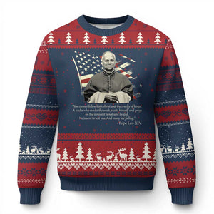 Pope Leo XIV Ugly Christmas Sweater You Cannot Follow Both Christ And The Cruelty Of Kings TS11 Navy Red Print Your Wear