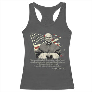 Pope Leo XIV Racerback Tank Top You Cannot Follow Both Christ And The Cruelty Of Kings TS11 Dark Heather Print Your Wear