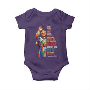 Pope Leo XIV No Kings Baby Onesie You Cannot Follow Both Christ And The Cruelty Of Kings TS11 Purple Print Your Wear