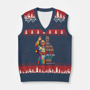 Pope Leo XIV No Kings V-Neck Knit Sweater Vest You Cannot Follow Both Christ And The Cruelty Of Kings TS11 Navy Red Print Your Wear