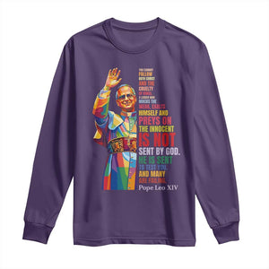 Pope Leo XIV No Kings Long Sleeve Shirt You Cannot Follow Both Christ And The Cruelty Of Kings TS11 Purple Print Your Wear
