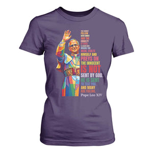 Pope Leo XIV No Kings T Shirt For Women You Cannot Follow Both Christ And The Cruelty Of Kings TS11 Purple Print Your Wear