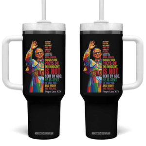 Pope Leo XIV No Kings Tumbler With Handle You Cannot Follow Both Christ And The Cruelty Of Kings TS11 One Size: 40 oz Black Print Your Wear