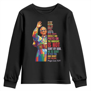 Pope Leo XIV No Kings Youth Sweatshirt You Cannot Follow Both Christ And The Cruelty Of Kings TS11 Black Print Your Wear