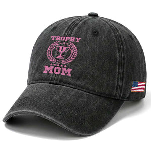 Trophy Mom Washed Cotton Baseball Cap Number One Mama Funny Mother's Day TS11 Print Your Wear