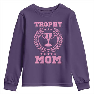 Trophy Mom Youth Sweatshirt Number One Mama Funny Mother's Day TS11 Purple Print Your Wear