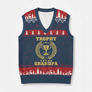 Trophy Grandpa V-Neck Knit Sweater Vest Funny Number One Grandfather