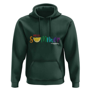 Cute Summer Vacation Hoodie Hello Summer Happy Last Day Sunshine Lemon TS11 Dark Forest Green Print Your Wear