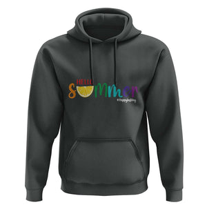 Cute Summer Vacation Hoodie Hello Summer Happy Last Day Sunshine Lemon TS11 Dark Heather Print Your Wear