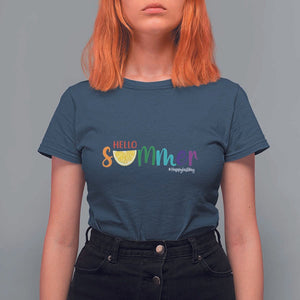Cute Summer Vacation T Shirt For Women Hello Summer Happy Last Day Sunshine Lemon TS11 Navy Print Your Wear