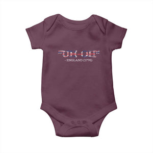 Funny Uh Oh England 1776 Baby Onesie 4th Of July USA Grunge Union Jack Flag TS11 Maroon Print Your Wear