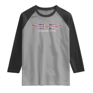 Funny Uh Oh England 1776 Raglan Shirt 4th Of July USA Grunge Union Jack Flag TS11 Sport Gray Black Print Your Wear