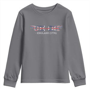 Funny Uh Oh England 1776 Youth Sweatshirt 4th Of July USA Grunge Union Jack Flag TS11 Charcoal Print Your Wear